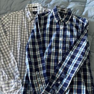 J. Crew Blue and White Casual Button Down Shirts